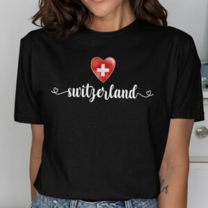 Heart Switzerland T-Shirt, Cute Swiss Pride Tee, Love Switzerland Shirt, Heart Flag Graphic, Country Lover Gift, Swiss Souvenir Top